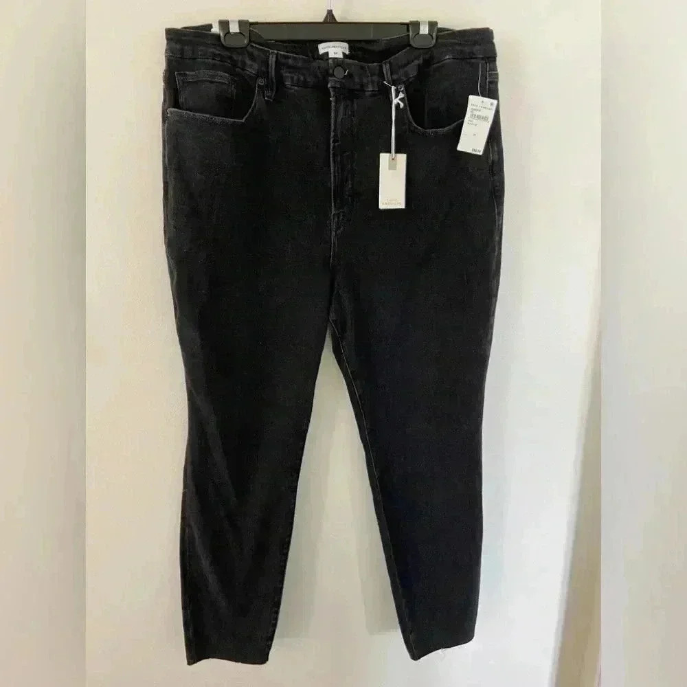 NWT Good American Good Legs Ultimate Skinny Sculpting Black Jeans Size24 Raw Hem